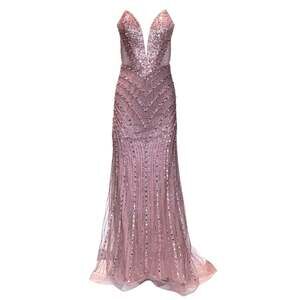 Cult Moda - Beaded Strapless Mermaid Evening Gown - US 6